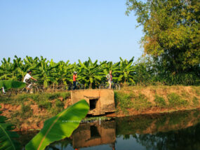 bac ninh cycling past rural village